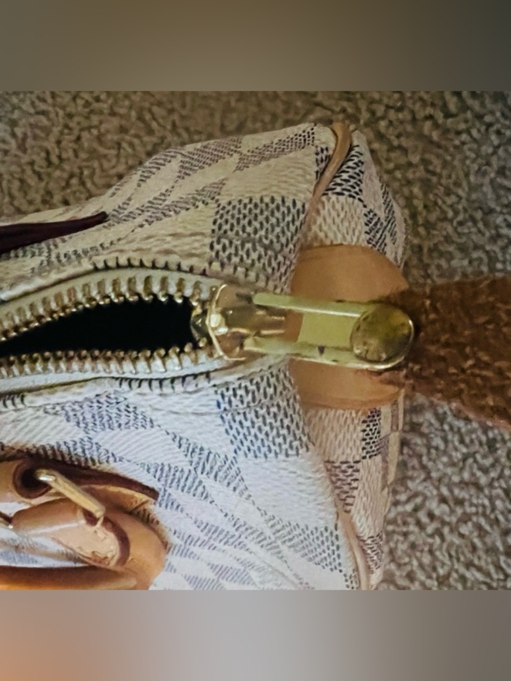 Louis Vuitton Damier Azur Canvas Satchel - Cream & Light Blue - Picture 9 of 10